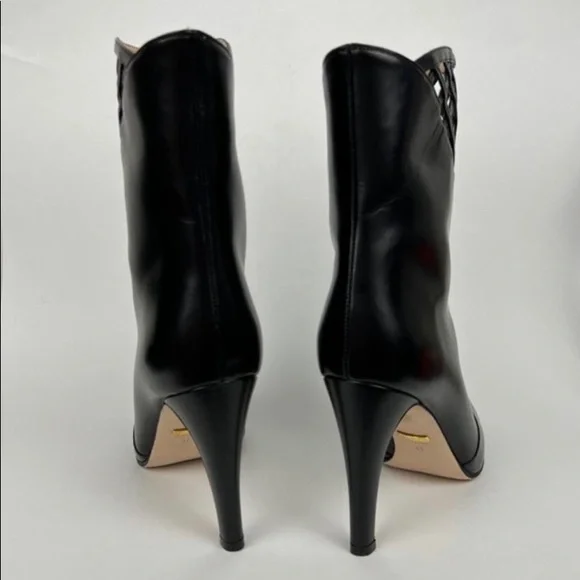 Black Gucci 2021 leather caged heeled damir lattice boots - Picture 5 of 7